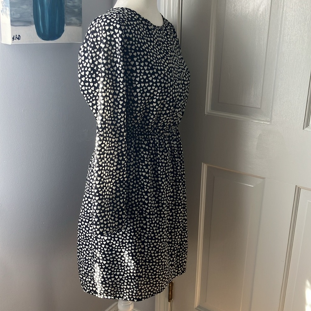 J Crew heart print elastic waist cute long sleeve dress work school EUC 2 love - Picture 4 of 13